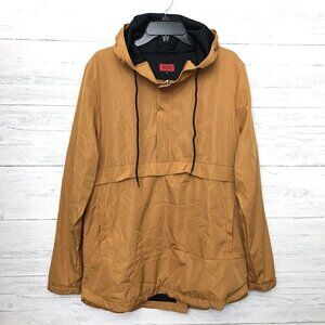 Killion Men's Mustard Yellow Anorak Jacket Hooded Zip and Snap Closure Pockets M